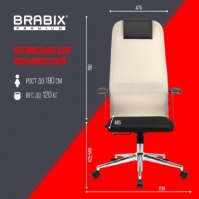 Кресло офисное BRABIX PREMIUM "Ultimate EX-801" хром, плотная двойная сетка Х2, черное/бежевое, 532919 в Миассе - miass.mebel24.online | фото 6