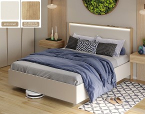 Кровать (Бело-серый U775 ST9/Дуб Небраска натуральный) 1400 в Миассе - miass.mebel24.online | фото