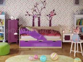 Кровать Дельфин-1 800*1600 (Фиолетовый металлик/дуб крафт белый) в Миассе - miass.mebel24.online | фото