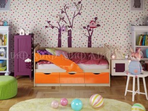 Кровать Дельфин-1 800*1600 (Оранжевый металлик/дуб крафт белый) в Миассе - miass.mebel24.online | фото