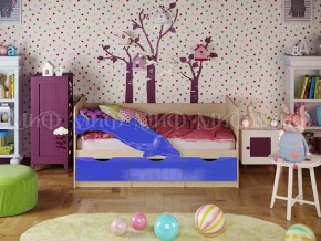 Кровать Дельфин-1 800*1600 (Синий металлик/дуб крафт белый) в Миассе - miass.mebel24.online | фото