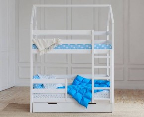 Кровать-домик двухъярусная 80*160 Белый в Миассе - miass.mebel24.online | фото 5