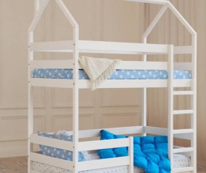 Кровать-домик двухъярусная 80*160 Белый в Миассе - miass.mebel24.online | фото 6