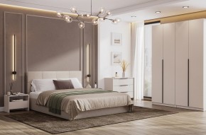 Кровать двойная №4 с основанием (Бежевый) в Миассе - miass.mebel24.online | фото 3