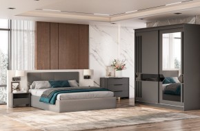 Кровать двойная №4 с основанием (Серый) в Миассе - miass.mebel24.online | фото 3