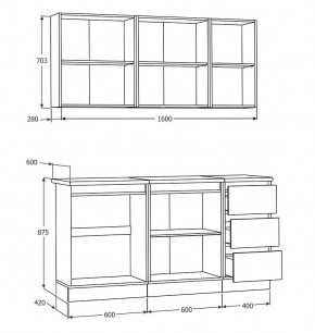 Кухня Хилтон 1.6 м (Белый текстурный/Дуб Вотан) в Миассе - miass.mebel24.online | фото 3
