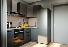 Кухня угловая Антрацит 2200х1000 (Стол. 38мм) в Миассе - miass.mebel24.online | фото 1