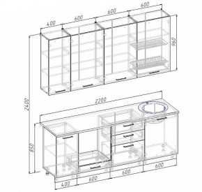 Кухонный гарнитур Антрацит 2200 (Стол. 26мм) в Миассе - miass.mebel24.online | фото 3