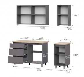 Кухонный гарнитур ДЕНВЕР (1600) Графит серый/Дуб Сонома в Миассе - miass.mebel24.online | фото 2
