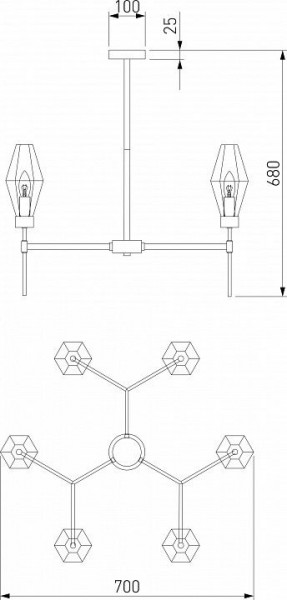 Люстра на штанге Eurosvet Prism 60143/6 хром в Миассе - miass.mebel24.online | фото 2