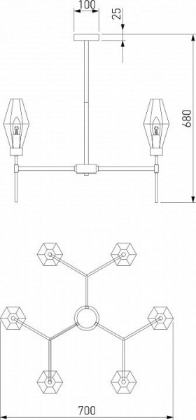 Люстра на штанге Eurosvet Prism 60143/6 латунь в Миассе - miass.mebel24.online | фото 4