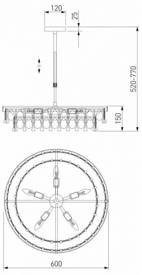 Люстра на штанге Eurosvet Sophie 60165/6 латунь в Миассе - miass.mebel24.online | фото 3