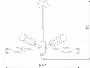 Люстра на штанге Eurosvet Stark 50386/5 LED латунь в Миассе - miass.mebel24.online | фото 6