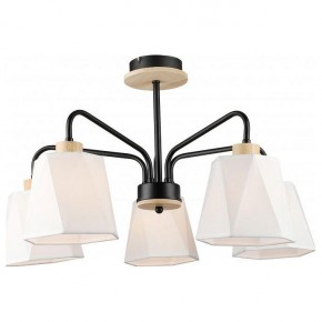 Люстра на штанге Imex MD.5714 MD.5714-5-S-BK+WOOD в Миассе - miass.mebel24.online | фото
