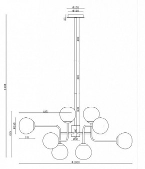 Люстра на штанге Maytoni Erich MOD221-PL-12-G в Миассе - miass.mebel24.online | фото 3