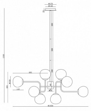 Люстра на штанге Maytoni Erich MOD221-PL-12-N в Миассе - miass.mebel24.online | фото 3