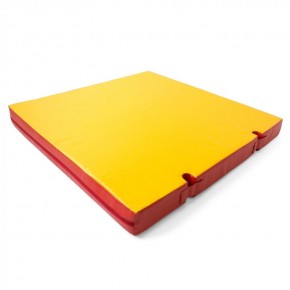 Мат гимнастический 1х1х0,1м с вырезом под стойки цв. красный-желтый в Миассе - miass.mebel24.online | фото 1