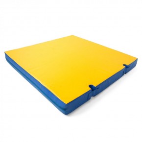 Мат гимнастический 1х1х0,1м с вырезом под стойки цв. синий-желтый в Миассе - miass.mebel24.online | фото