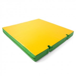 Мат гимнастический 1х1х0,1м с вырезом под стойки цв. зеленый-желтый в Миассе - miass.mebel24.online | фото