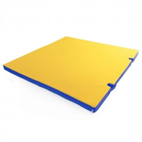 Мат гимнастический 1х1х0,08м с вырезом под стойки цв. синий-желтый в Миассе - miass.mebel24.online | фото