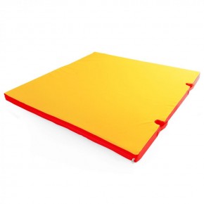 Мат гимнастический 1х1х0,05м с вырезом под стойки цв. красный-желтый в Миассе - miass.mebel24.online | фото 1