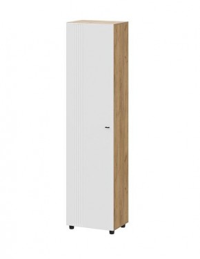 МИЛАН Шкаф одностворчатый (Дуб Золотой/Белый Матовый) в Миассе - miass.mebel24.online | фото