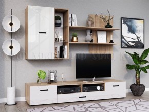 Нэнси New Тумба ТВ ЛДСП (2дв.+1ящ.) Белый глянец/Сонома в Миассе - miass.mebel24.online | фото 3