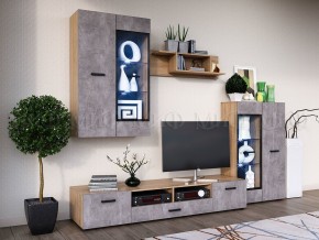 Нэнси New Тумба ТВ ЛДСП (2дв.+1ящ.) Бетон светлый/Сонома в Миассе - miass.mebel24.online | фото 3