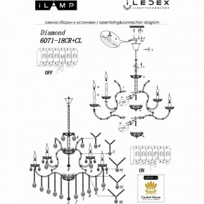 Подвесная люстра iLamp Diamond 6071-18 CR+CL в Миассе - miass.mebel24.online | фото 2