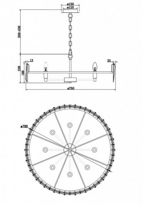Подвесной светильник Maytoni Puntes MOD043PL-08G в Миассе - miass.mebel24.online | фото 4