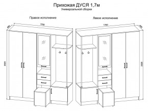 Прихожая Дуся 1.7 УНИ (Дуб Бунратти/Белый Бриллиант) в Миассе - miass.mebel24.online | фото 2