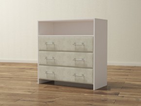 PROxSON Комод Varna (ЛДСП Белая+ткань Белый/Savana Milk (молочный)) 90x40 в Миассе - miass.mebel24.online | фото 1