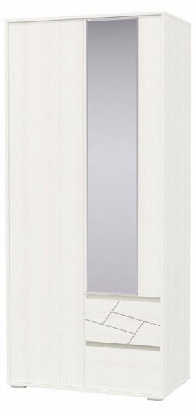 АДЕЛИНА Шкаф 2-х дверный с 2-мя ящ (белый рамух) в Миассе - miass.mebel24.online | фото