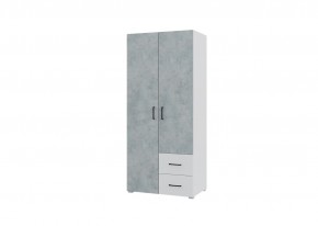 Шкаф 2-х створчатый с ящиками VICTOR (Белый-Бетон) в Миассе - miass.mebel24.online | фото
