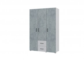 Шкаф 3-х створчатый с ящиками VICTOR (Белый-Бетон) в Миассе - miass.mebel24.online | фото