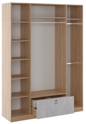 Шкаф 4 двери Глэдис М24 (Дуб Золотой/Цемент светлый) в Миассе - miass.mebel24.online | фото 2