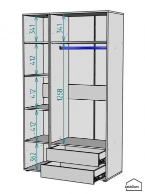Шкаф Linnea MHR-3PO-2 2050х1200х510 (Белый-М 11.1.2) в Миассе - miass.mebel24.online | фото 3