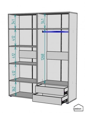 Шкаф Linnea MHR-4-2 2050х1600х510 (Белый-М 11.1.2) в Миассе - miass.mebel24.online | фото 3
