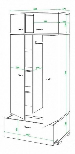 Шкаф платяной Домино КС-20 в Миассе - miass.mebel24.online | фото 3
