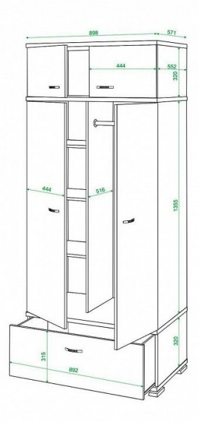 Шкаф платяной Домино КС-20 в Миассе - miass.mebel24.online | фото 2