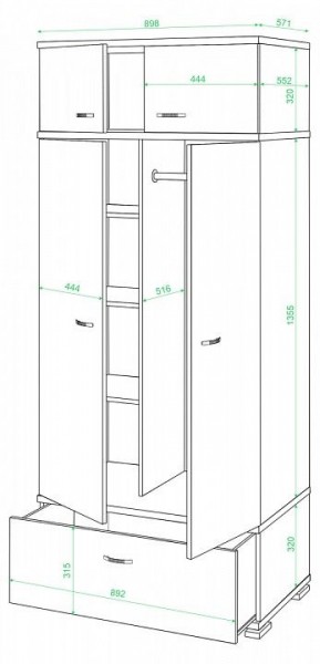 Шкаф платяной Домино КС-20 в Миассе - miass.mebel24.online | фото 2