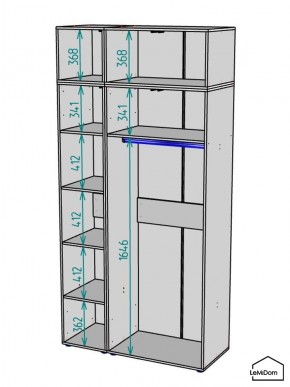 Шкаф с антресолью Linnea MHR-3A-1 2450х1200х510 (ДВ-М 11.1.25) в Миассе - miass.mebel24.online | фото 3