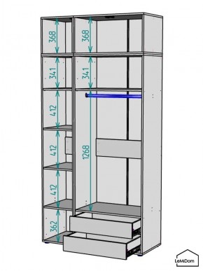 Шкаф с антресолью Linnea MHR-3A-2 2450х1200х510 (ДВ-М 11.1.25) в Миассе - miass.mebel24.online | фото 3