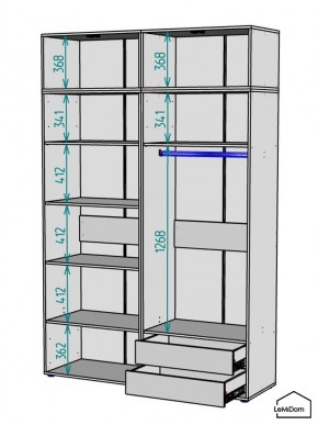 Шкаф с антресолью Linnea MHR-4A-2 2450х1600х510 (Графит-М 11.1.25) в Миассе - miass.mebel24.online | фото 3