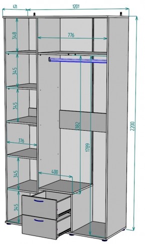 Шкаф с зеркалом Ольга H54_M в Миассе - miass.mebel24.online | фото 2