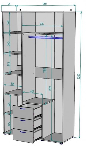 Шкаф с зеркалом Ольга H57_M в Миассе - miass.mebel24.online | фото 2