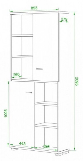 Стеллаж комбинированный Домино ПУ-30-2 в Миассе - miass.mebel24.online | фото 2