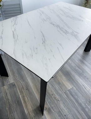 Стол CREMONA 140 KL-99 Белый мрамор матовый, итальянская керамика / черный каркас, ®DISAUR в Миассе - miass.mebel24.online | фото 3