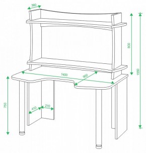 Стол компьютерный Домино Lite СКЛ-Игр140+НКИЛ140ВЛ в Миассе - miass.mebel24.online | фото 2