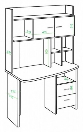 Стол компьютерный Домино Lite СКЛ-Крл120+НКЛХ-120 в Миассе - miass.mebel24.online | фото 2